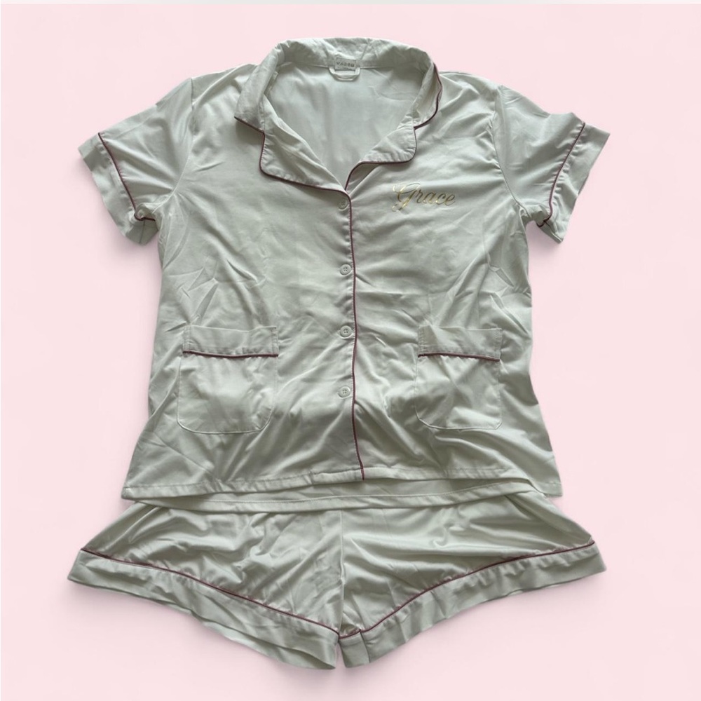 Women's Bridal Satin Pajama Set - white